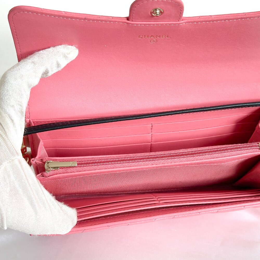 Chanel Classic Flap Wallet Pink Leather - Picture 8 of 16